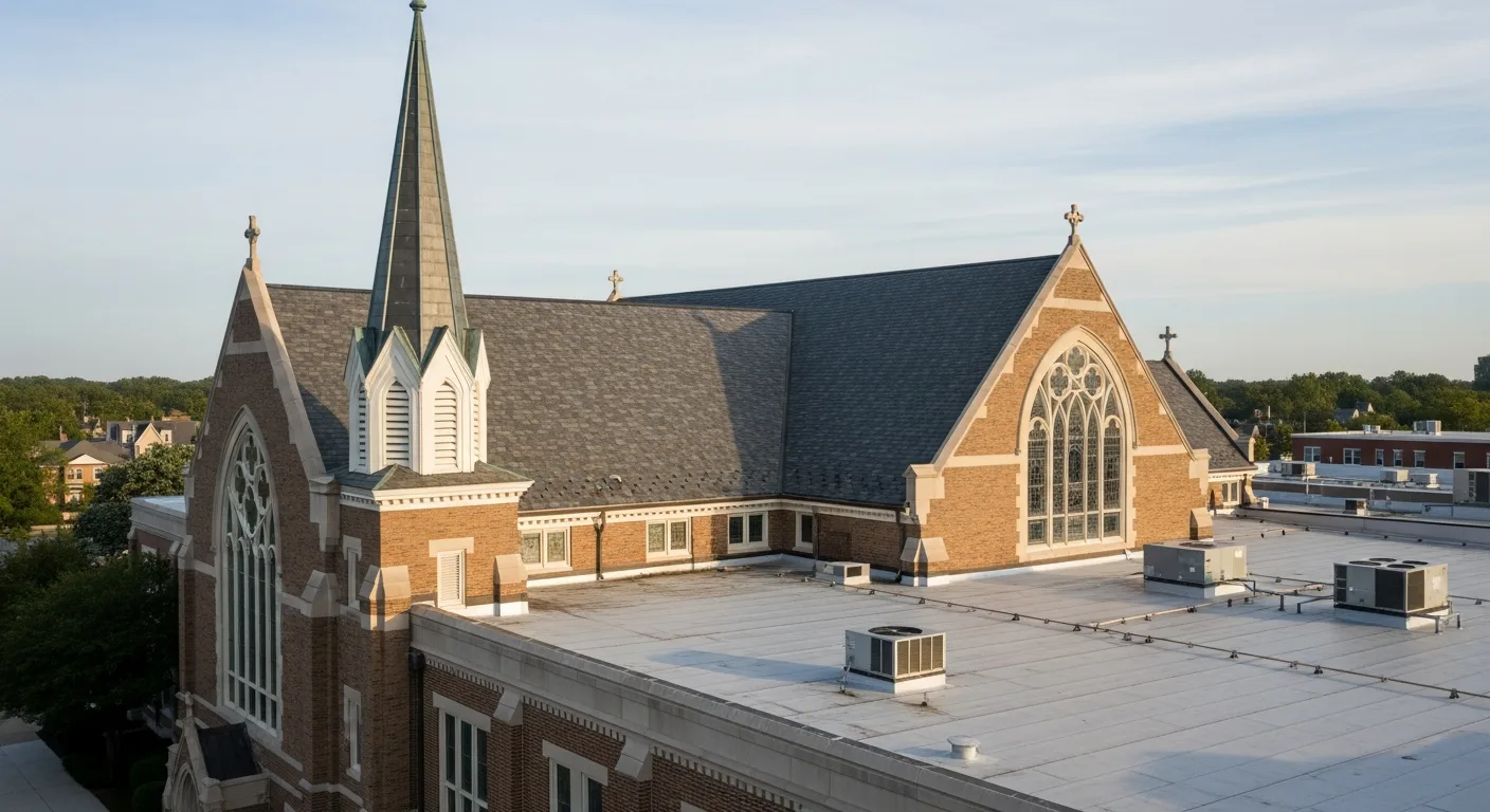 Church Roofing Challenges: Steep-Slope vs Flat Roof Systems