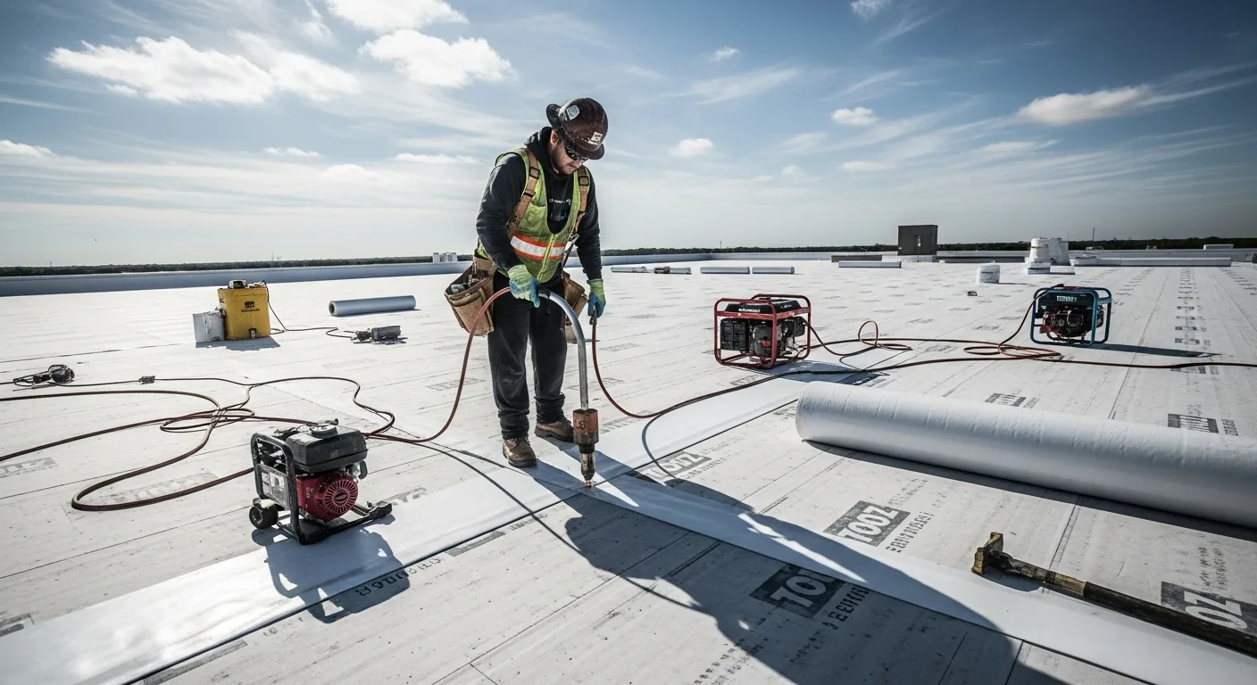 TPO roofing system for warehouse roofing in Hereford